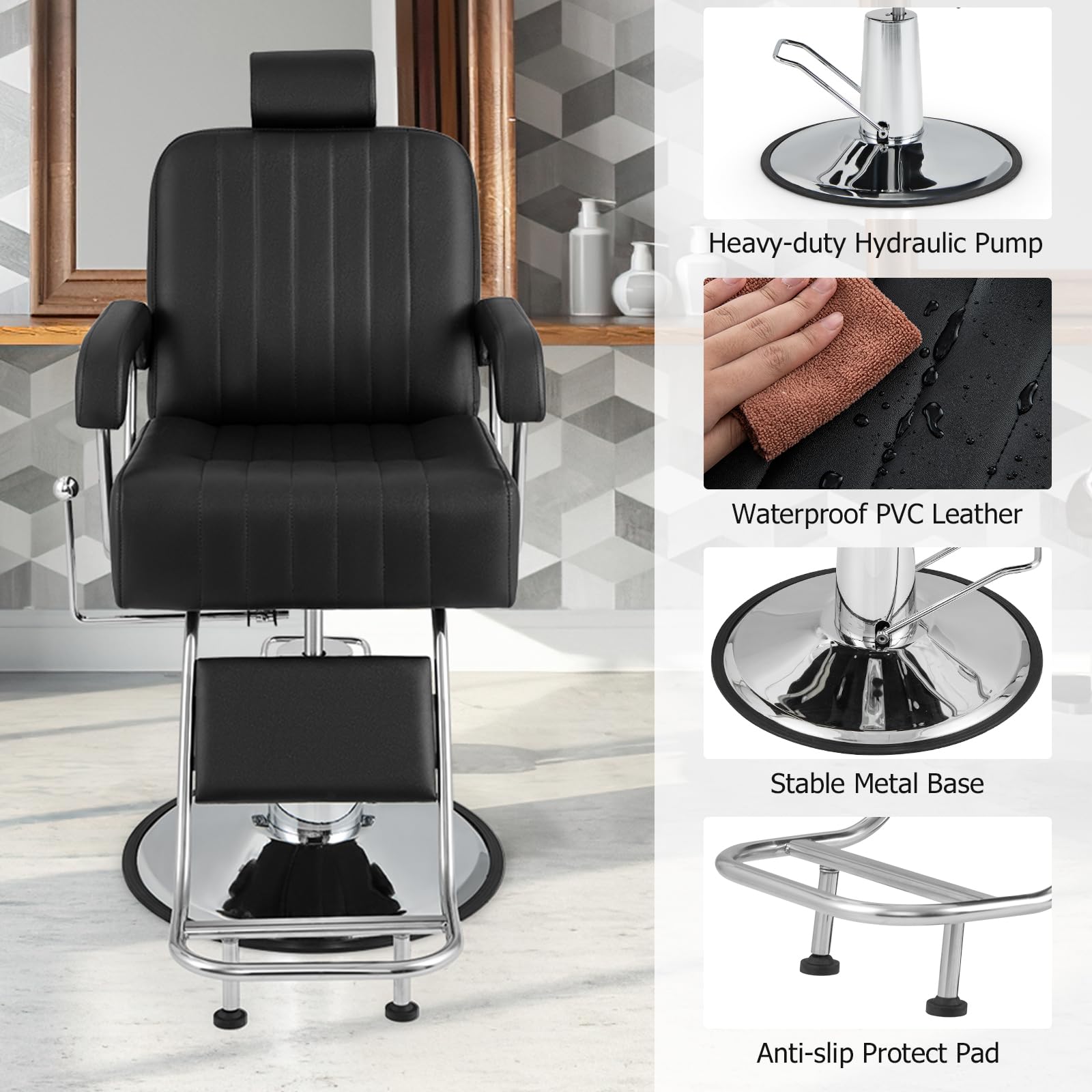 Giantex Reclining Barber Chair - Salon Chair for Hair Stylist