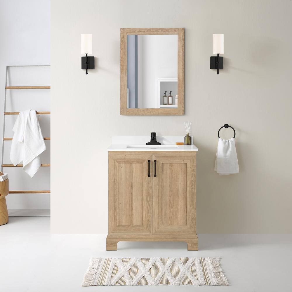 Glacier Bay Sinita 30 in. W x 19 in. D x 34.50 in. H Bath Vanity in Natural Oak with White Cultured Marble Top Sinita 30NO