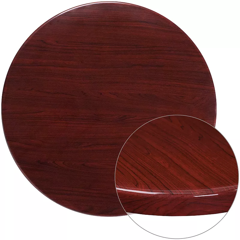 Emma and Oliver 36 Round High-Gloss Mahogany Resin Table Top