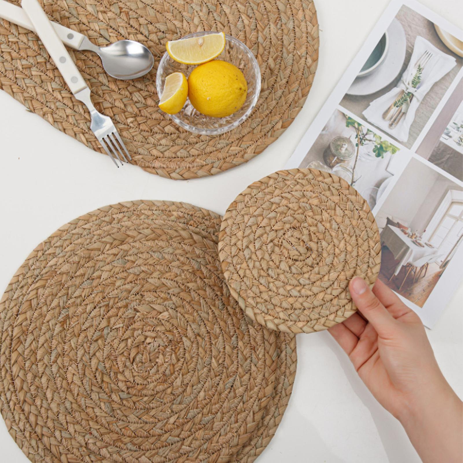 Miman Table Coaster Insulation Anti Slip Straw Lightweight Natural Table Coasters For Kitchen