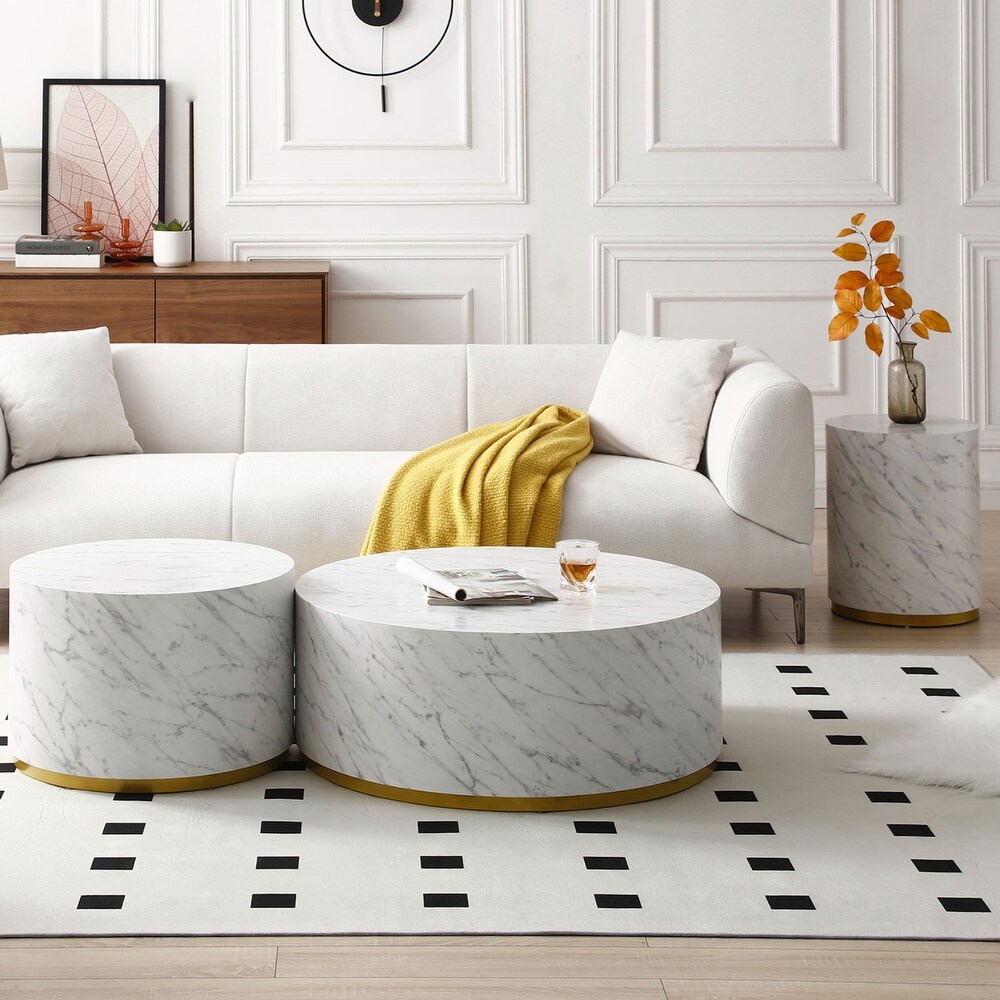 Marble Williamspace Fully Assembled Round Side Coffee Table For Living Room