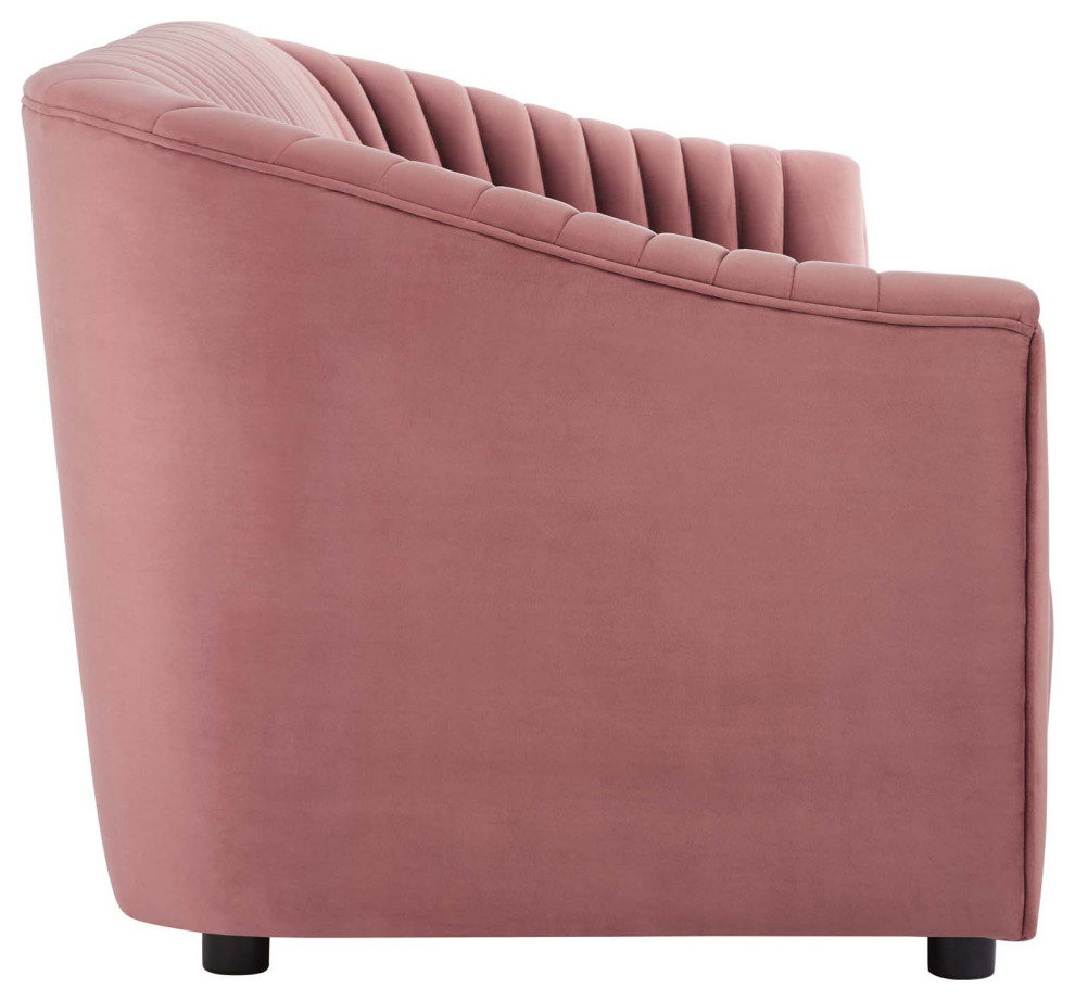 Announce Performance Velvet Channel Tufted Sofa  Dusty Rose   Contemporary   Sofas   by Homesquare  Houzz