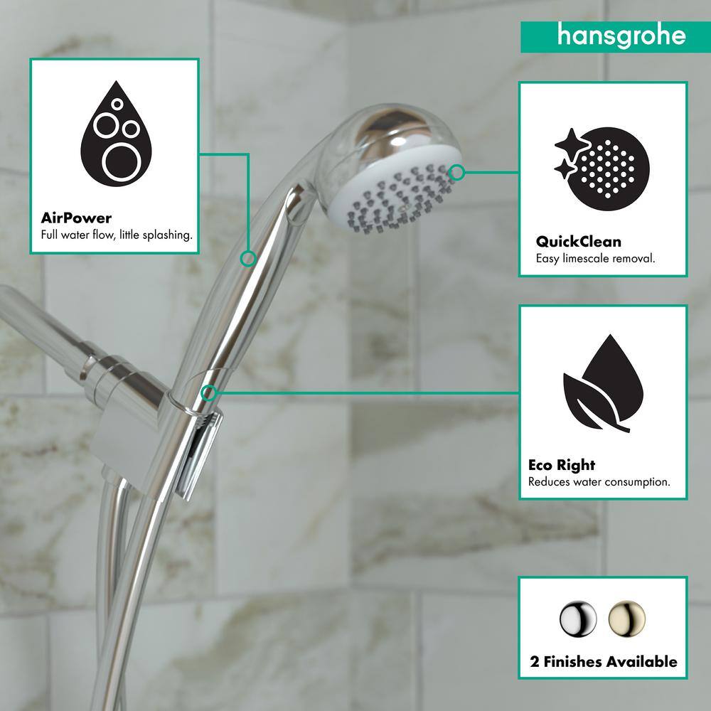 Hansgrohe 3-Spray Patterns with 1.5 GPM 3.5 in. Wall Mount Handheld Shower Head in Chrome 6497000