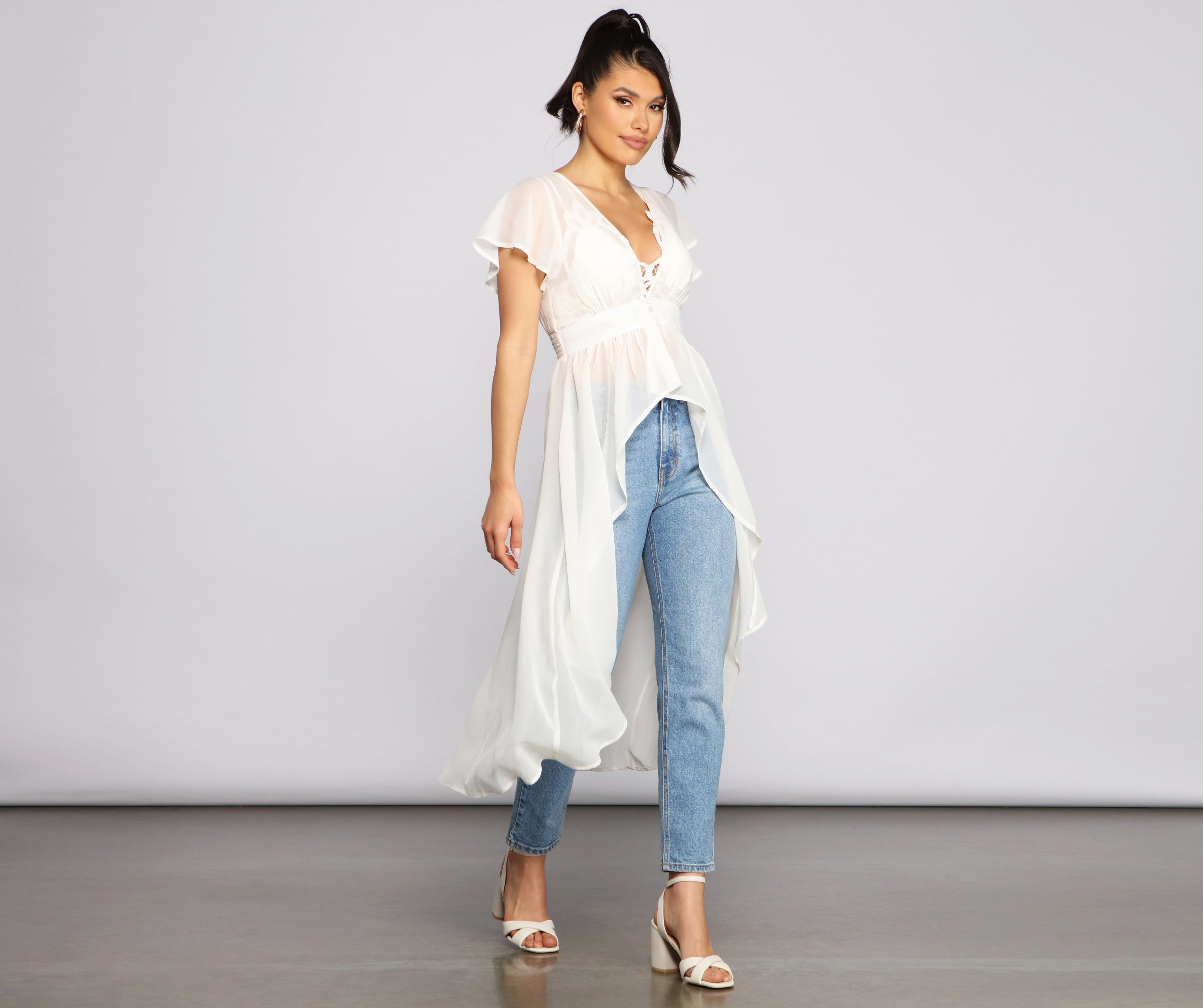 Charming Chiffon High-Low Duster