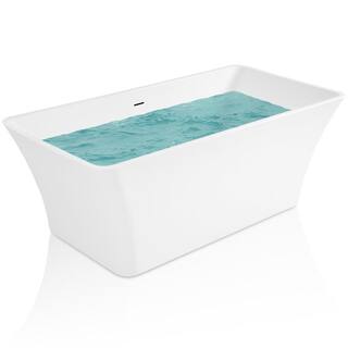 AKDY Freestanding Bathtub - 59 in. White Acrylic Bathtub - Modern Stand Alone Tub BT0127