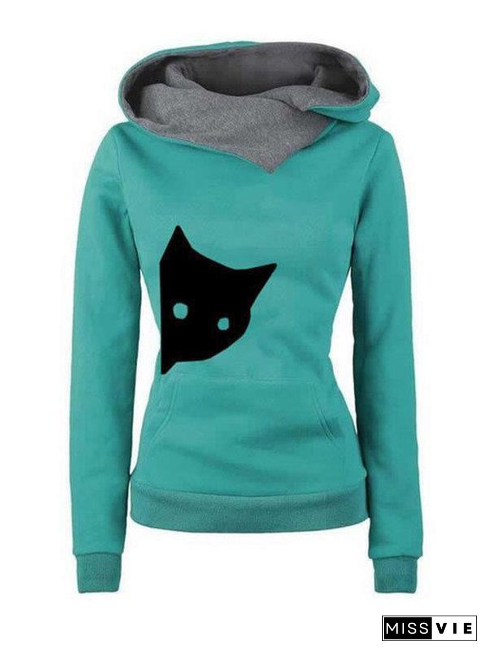 Women Long Sleeve Animal Cat Casual Plus Size Sweatshirts