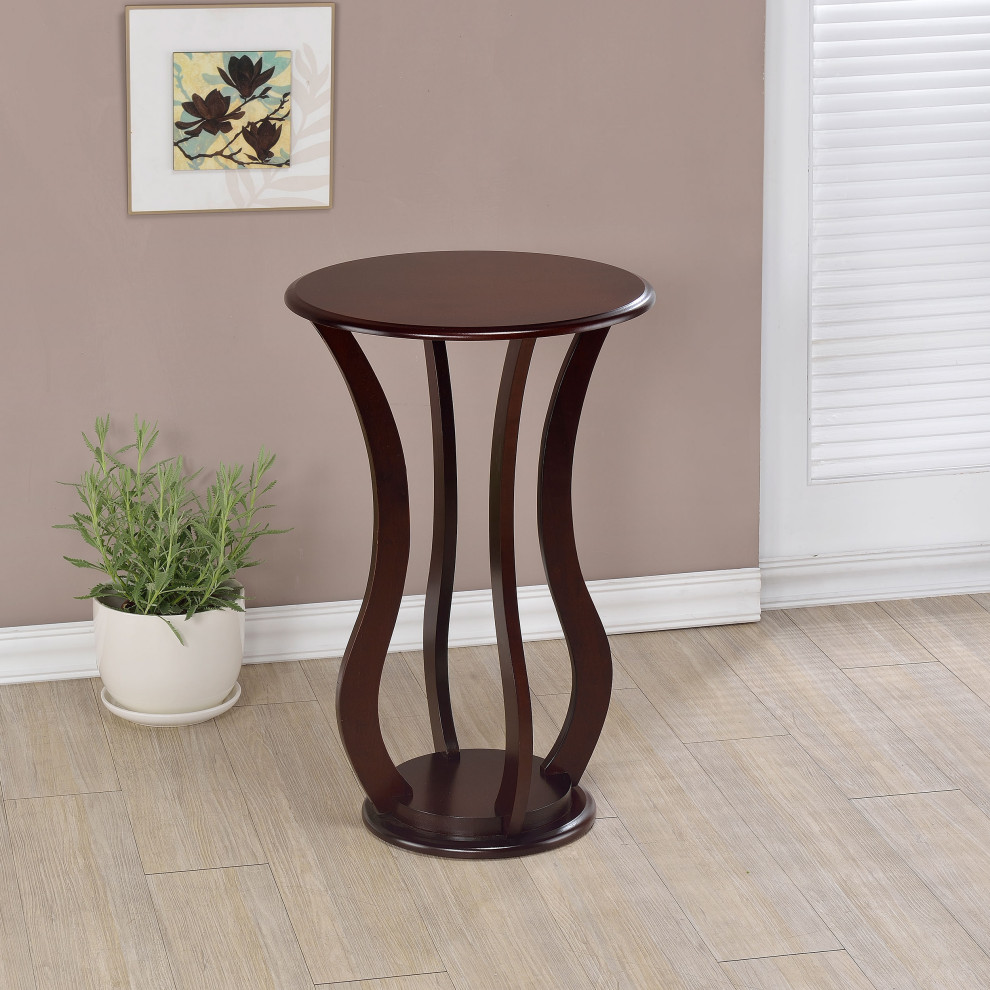 Elton Round Top Accent Table Cherry   Modern   Plant Stands And Telephone Tables   by Modon  Houzz