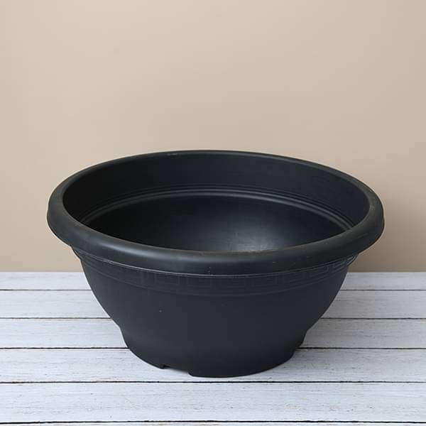 17.7 inch (45 cm) Bowl No. 45 Round Plastic Pot (Black) (set of 3)