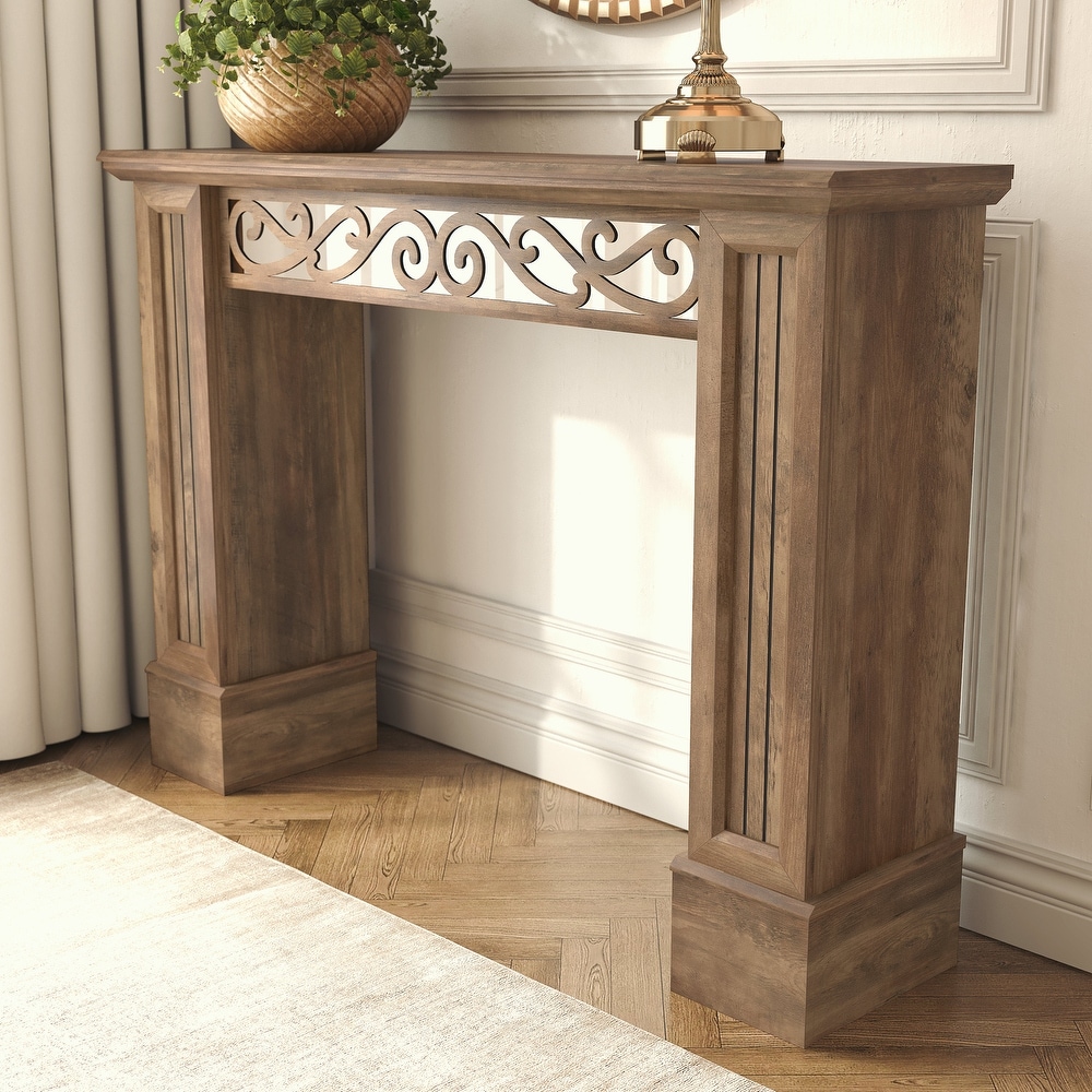 GALANO Casimo 46.5 in. Knotty Oak Rectangular Engineer Wood Console Table