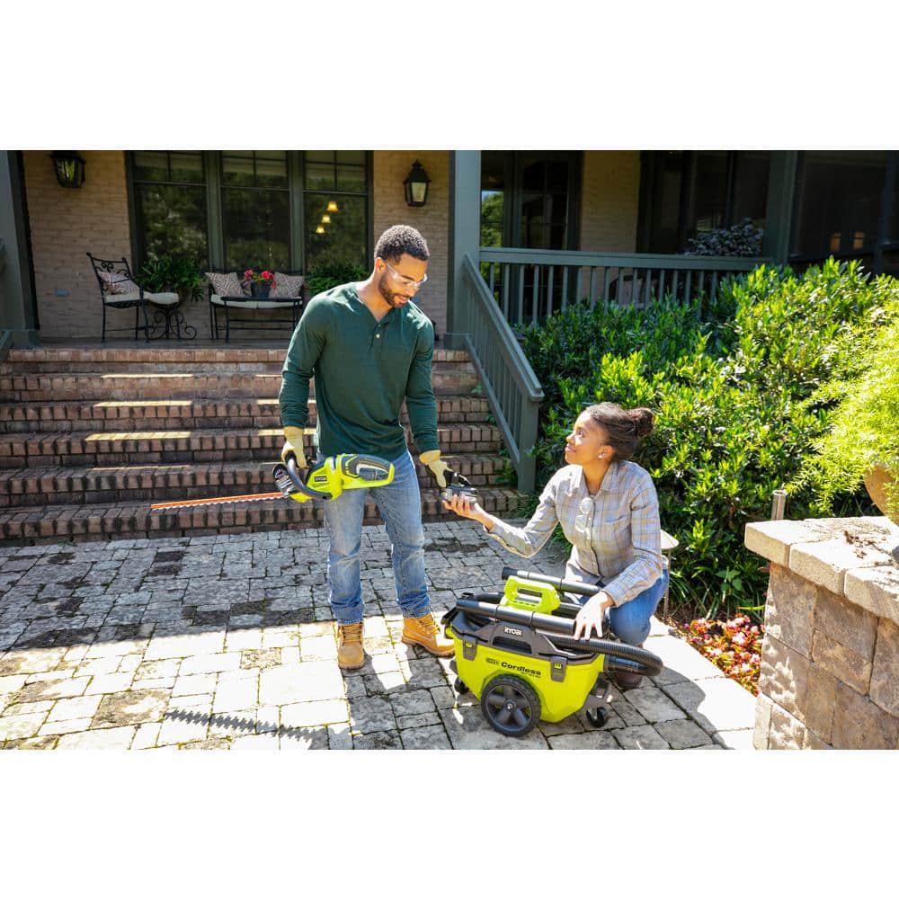 RYOBI ONE 18V 100 MPH 280 CFM Cordless Battery Jet Fan Leaf Blower and Hedge Trimmer with 40 Ah Battery and Charger