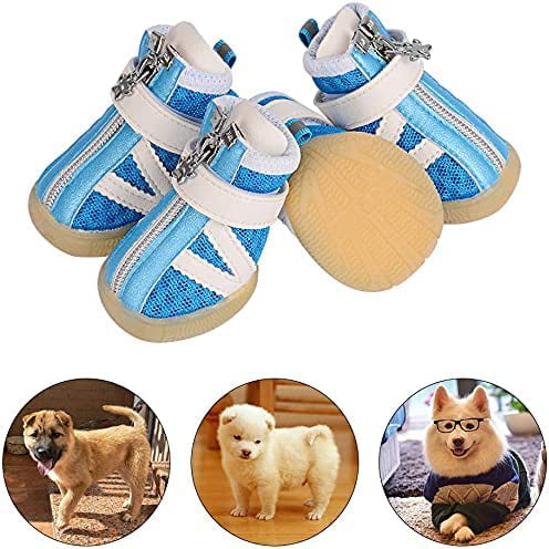 PETLOFT Small Dog Shoes， Reflective Slip Resistant 4pcs Dog Puppy Boots， Protect Paws Easy to Wear