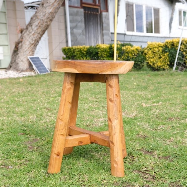 Greenage Teak Stool Side Table Handmade Natural Plant Stool