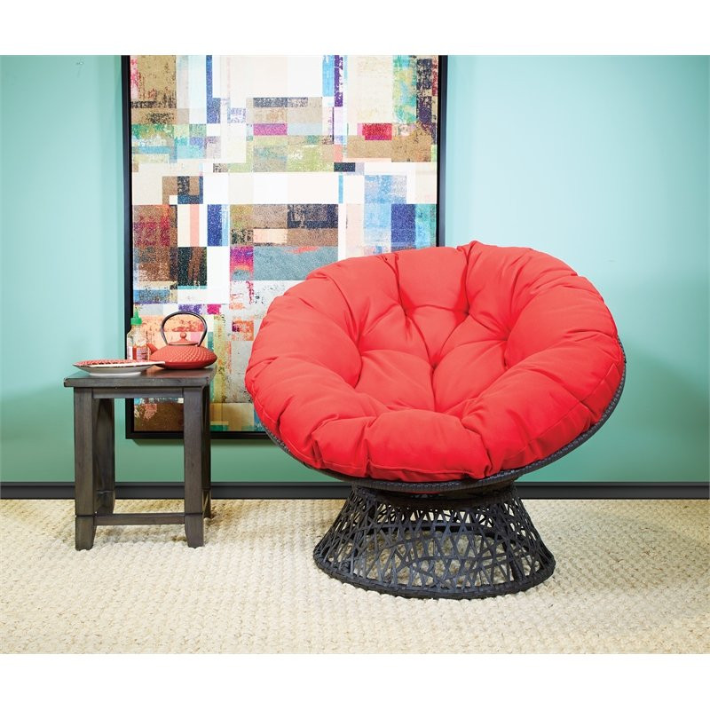 Papasan Chair With Round Pillow Cushion and Cream Wicker Weave   Tropical   Armchairs And Accent Chairs   by Homesquare  Houzz