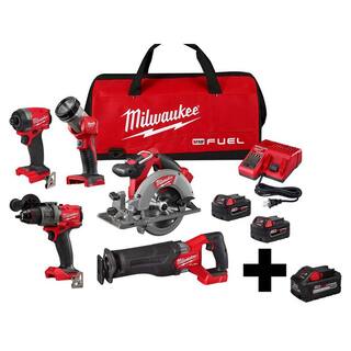 MW M18 FUEL 18-Volt Lithium-Ion Brushless Cordless Combo Kit (5-Tool) with 8.0 Ah High Output Battery 3697-25-48-11-1880