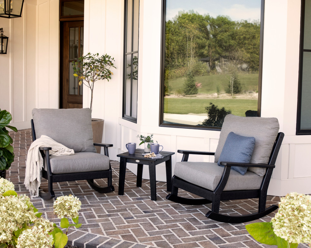 POLYWOOD Braxton 3 Piece Deep Seating Rocker Set   Transitional   Outdoor Lounge Sets   by POLYWOOD  Houzz