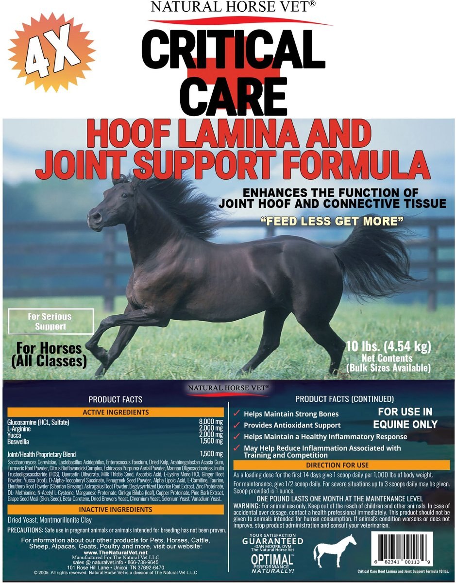 Natural Horse Vet Critical Care Lamina and Support Formula Horse Supplement