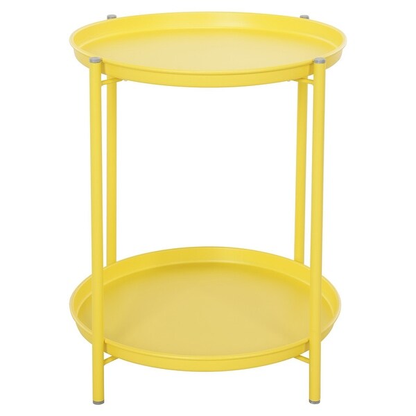 2Tier Metal Round Side Table for Outdoor and Indoor Use