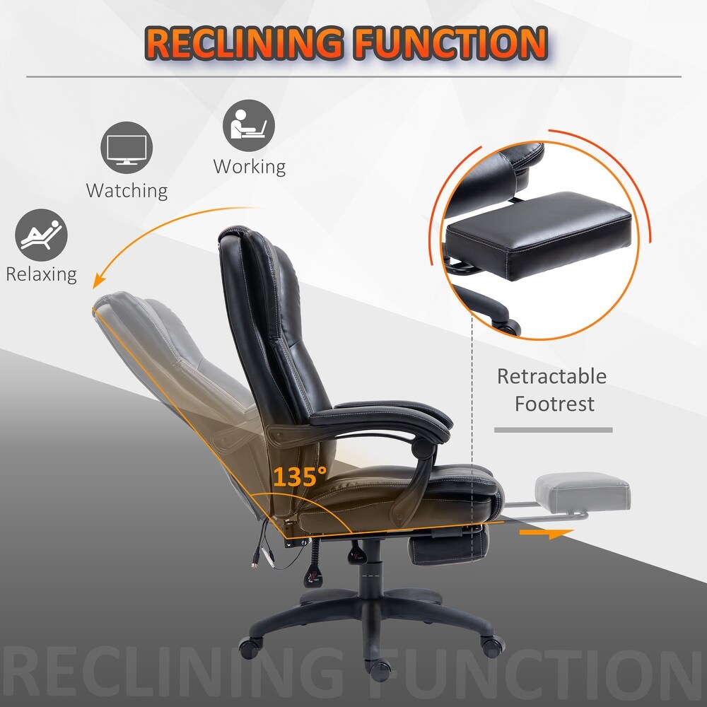 PU Leather Swivel Vibration Office Chair with Retractable Footrest