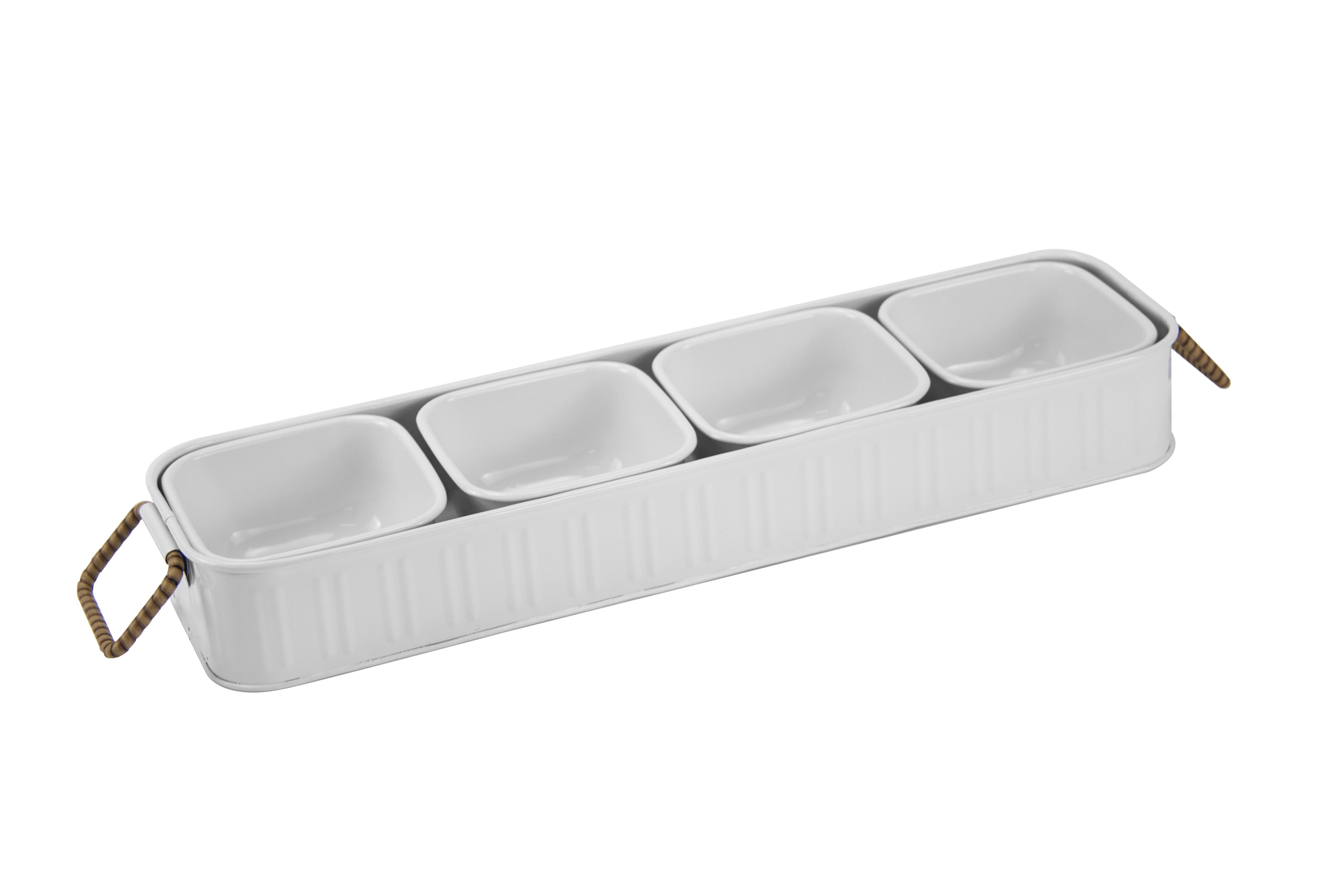 Better Homes and Gardens Galvanized Rectangle Condiment Tray， 17.44L x 4.52 W， White