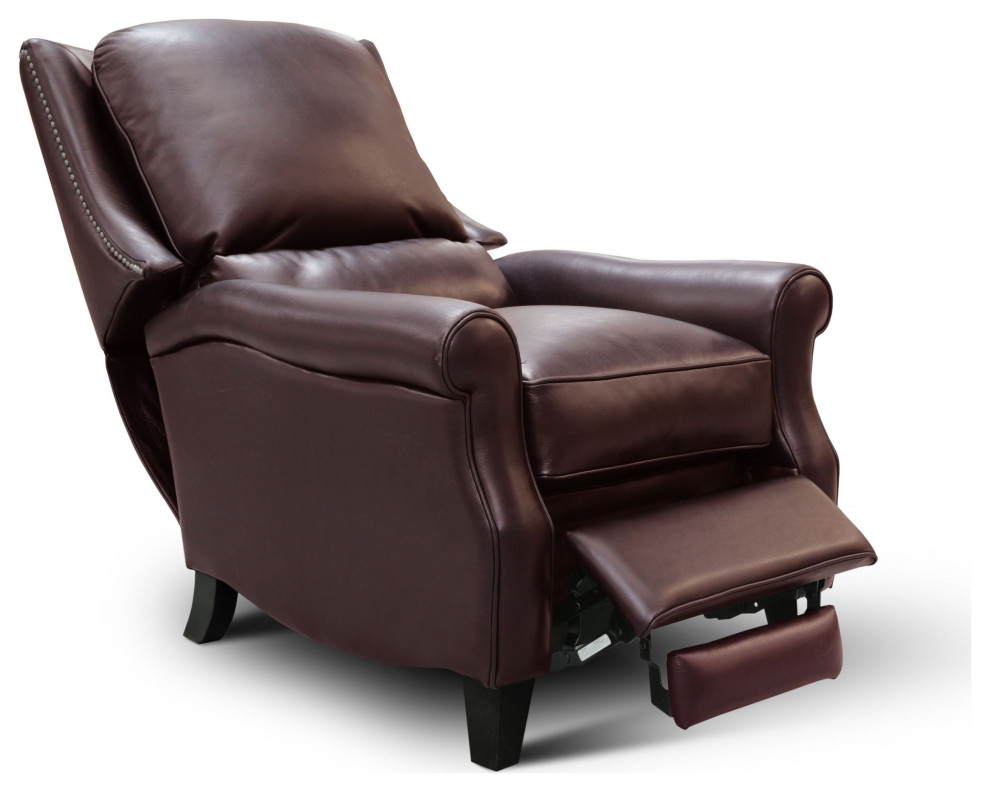 Adriana 100% Top Grain Leather Traditional Manual Recliner Armchair   Transitional   Recliner Chairs   by Hello Sofa Home  Houzz