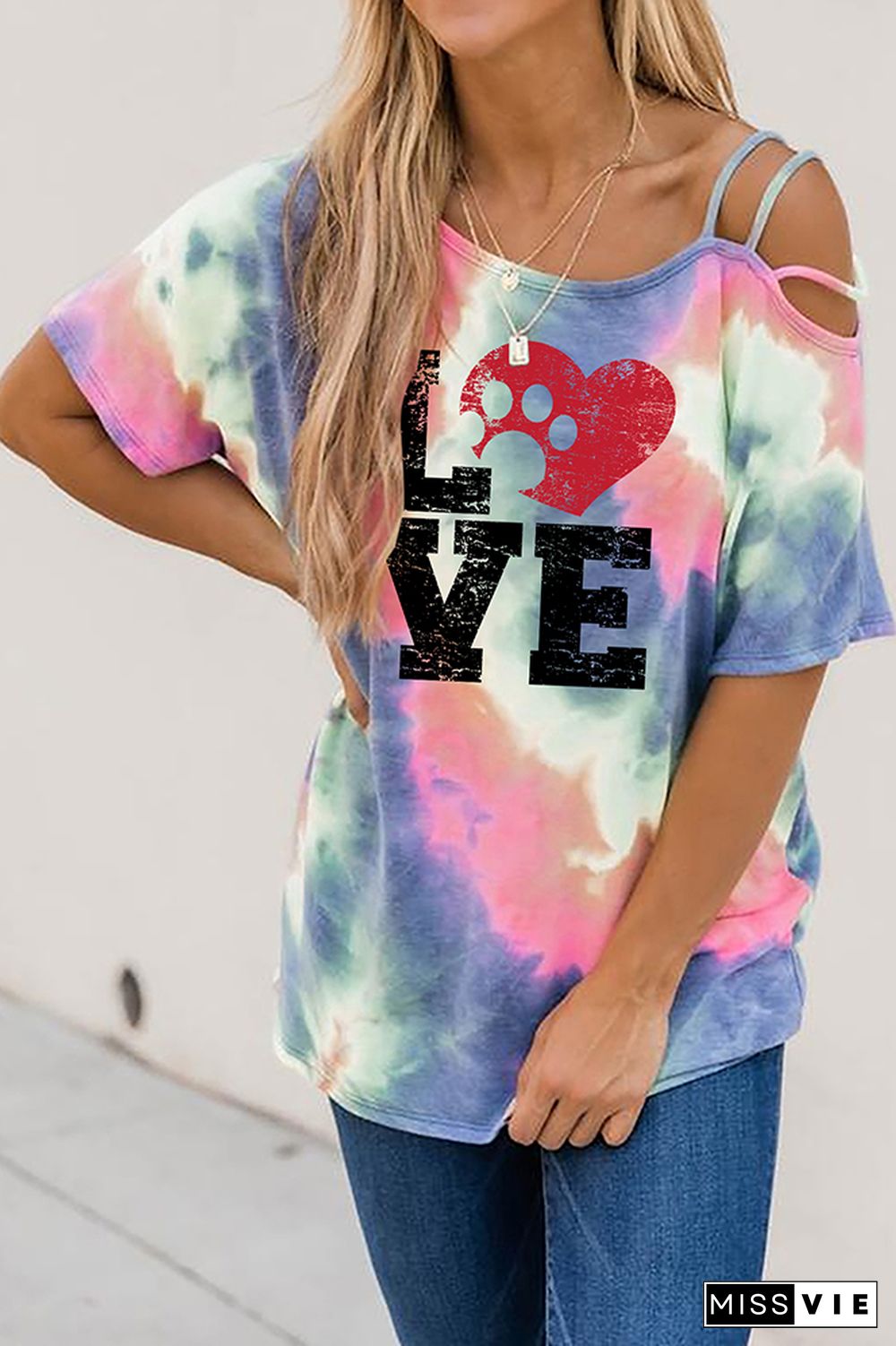 LOVE Printed Tie Dyed Tee