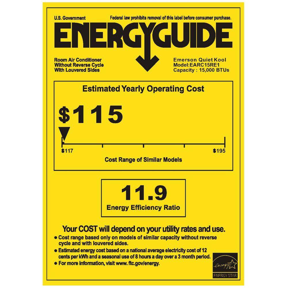 EQK 15000 BTU 115V Window AC with Remote Cools Rooms up to 700 Sq. Ft. Timer 3-Speeds Quiet Operation Auto-Restart EARC15RE1