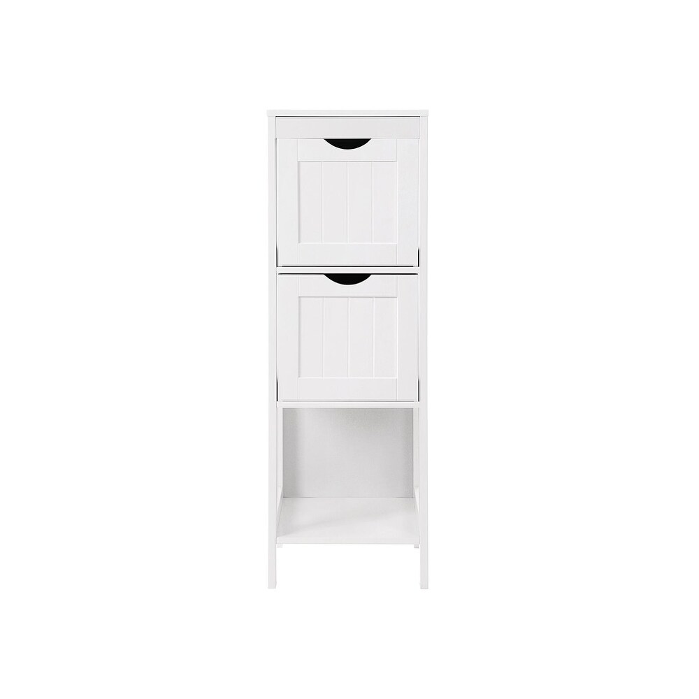 Floor Cabinet Multifunctional Bathroom Storage Organizer Rack Stand  2 Drawers  White   11.8\