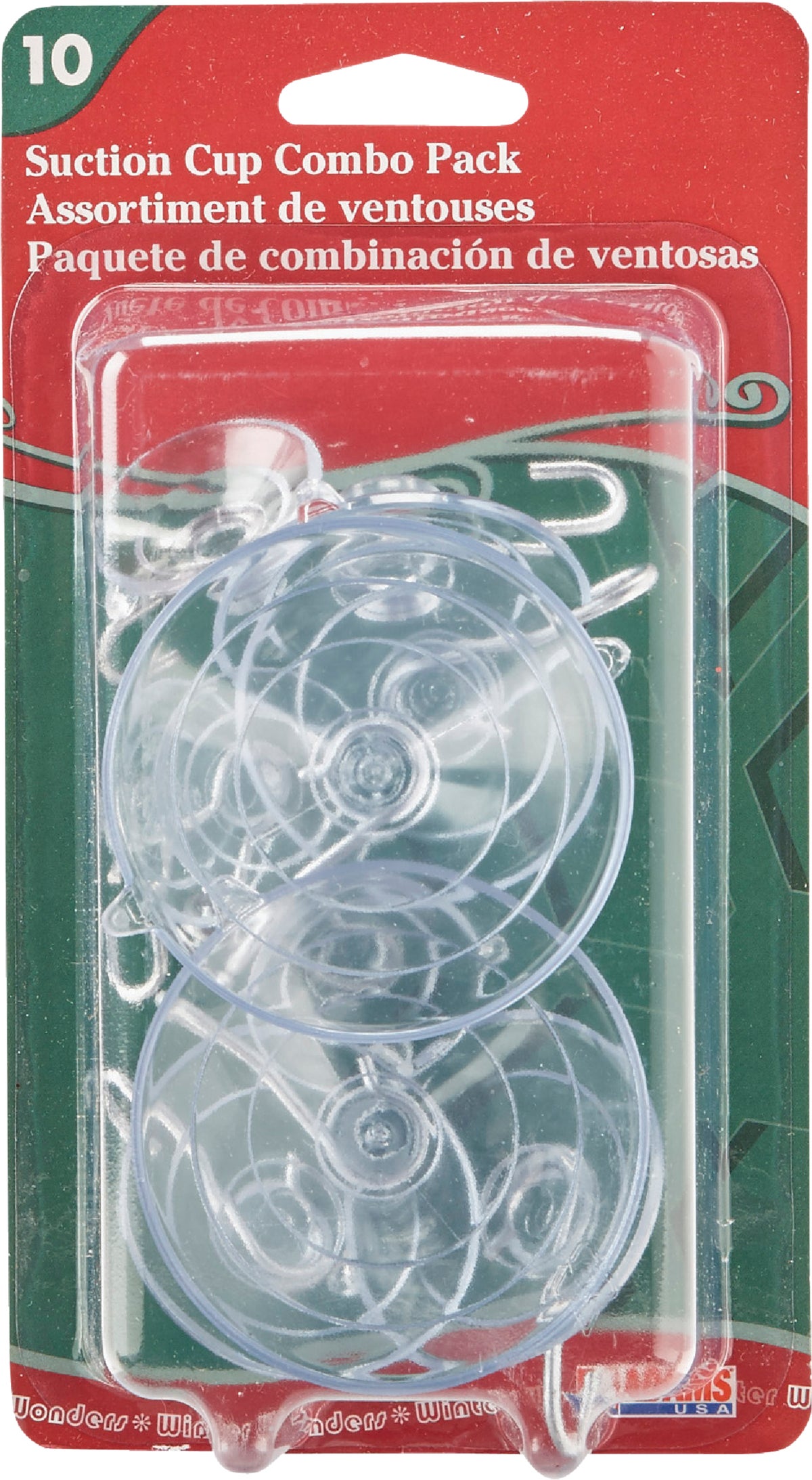 Adams Suction Cup With Metal Hook Combo Pack 2 Large 4 Medium 4 Small Clear