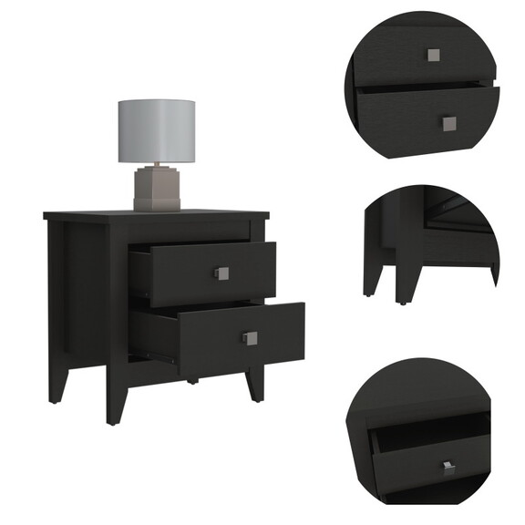 Windsor 2 Drawer Nightstand Black Wengue B06280040