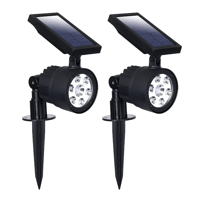 Westinghouse 200-Lumen 5-Watt Black Solar LED Spot Light， 2 Pack， White Light