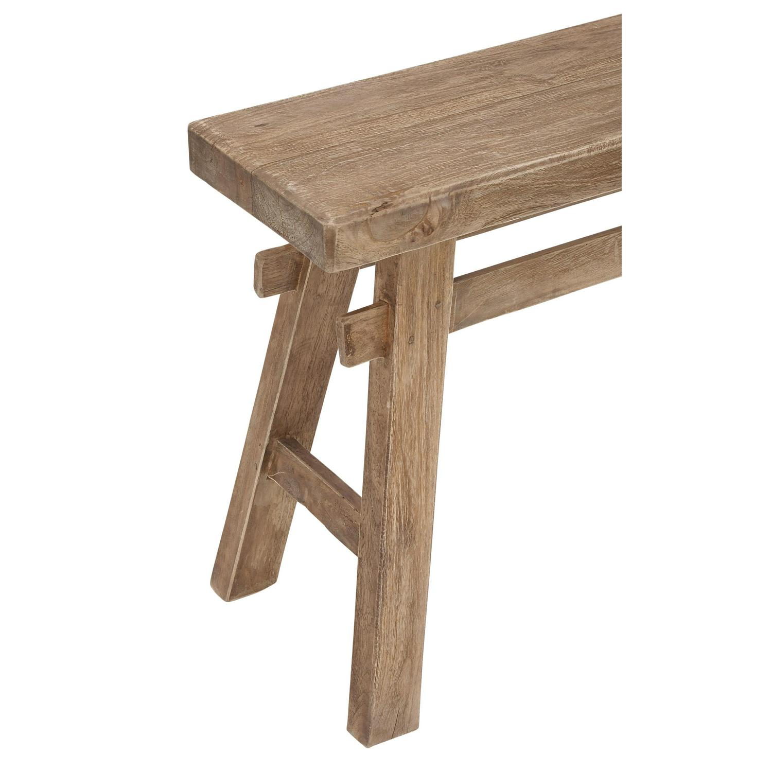 DecMode Wood Distressed Bench with High Trestle Legs Brown  Crowdfused