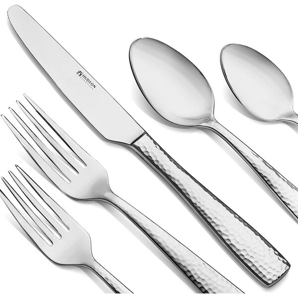 40-Piece Hammered 18/10 Stainless Steel Silverware Cutlery Set， Utensil Flatware Service for 8 (40-Piece Set)