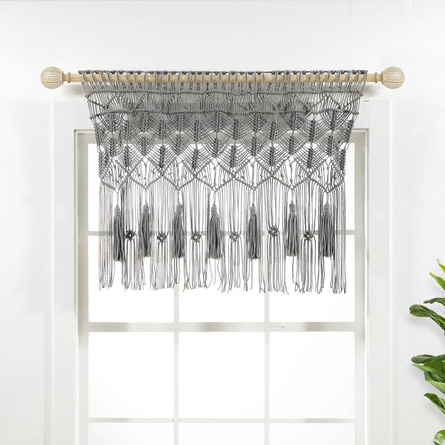 Boho Macrame Tassel Cotton Window Valance Gray Lush D cor