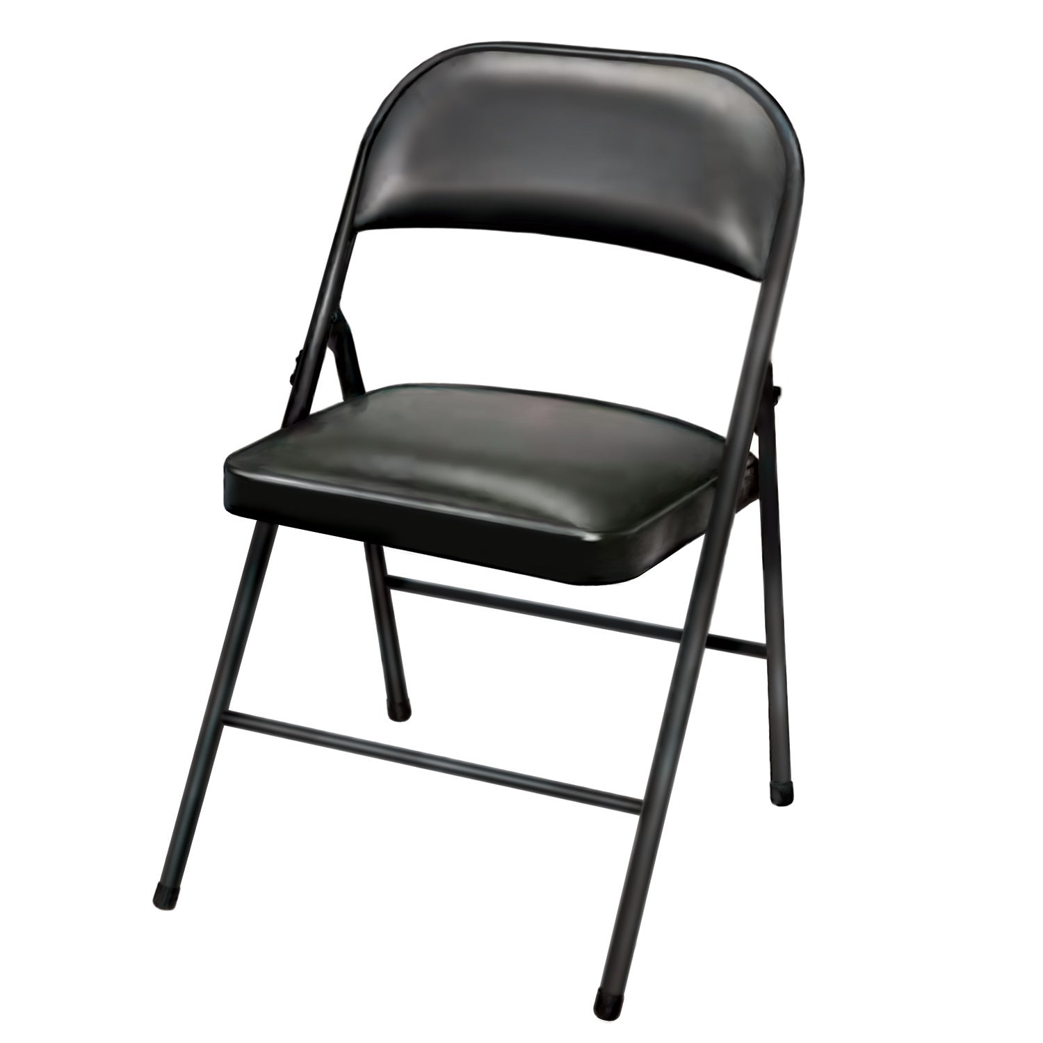 Plastic Development Group Indoor Metal Padded Vinyl Folding Chair, Black (4Pack)