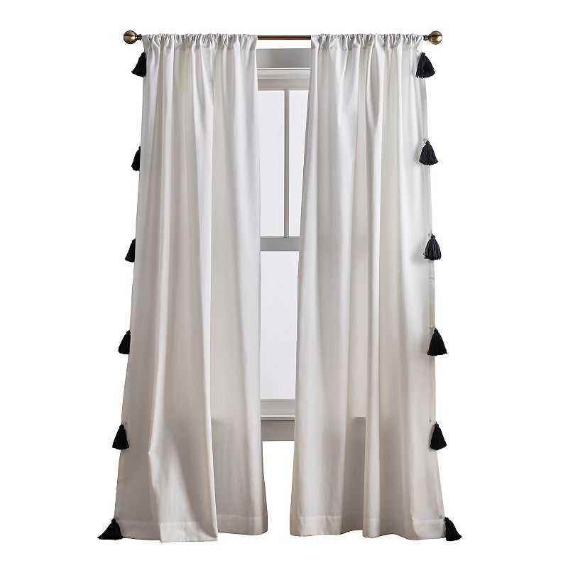 Peri Chunky Tassel Poletop 2-panel Window Curtain Set with Tassels