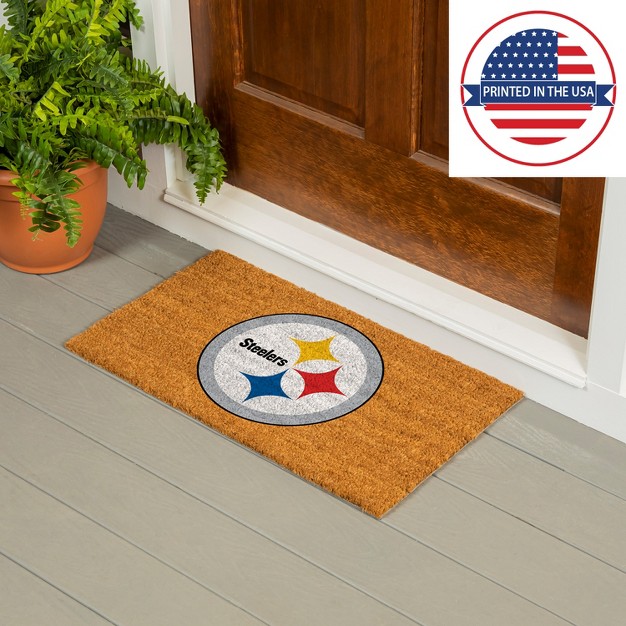 Evergreennflpittsburgh Steelers Logo Natural Coir 28 X 16 Inches Indoor Outdoor Doormat