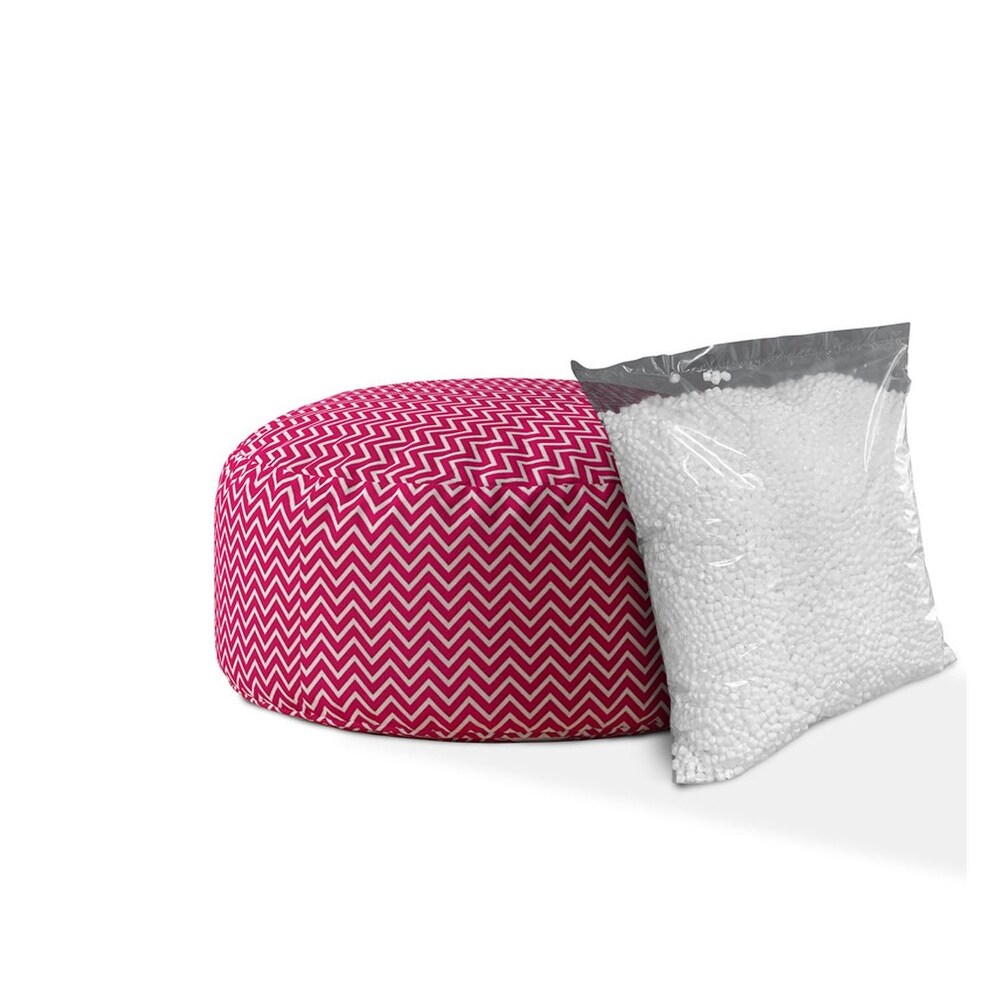 Indoor DIPPITY Round Zipper Pouf   Stuffed   Extra Beads Included!   24in dia x 20in tall
