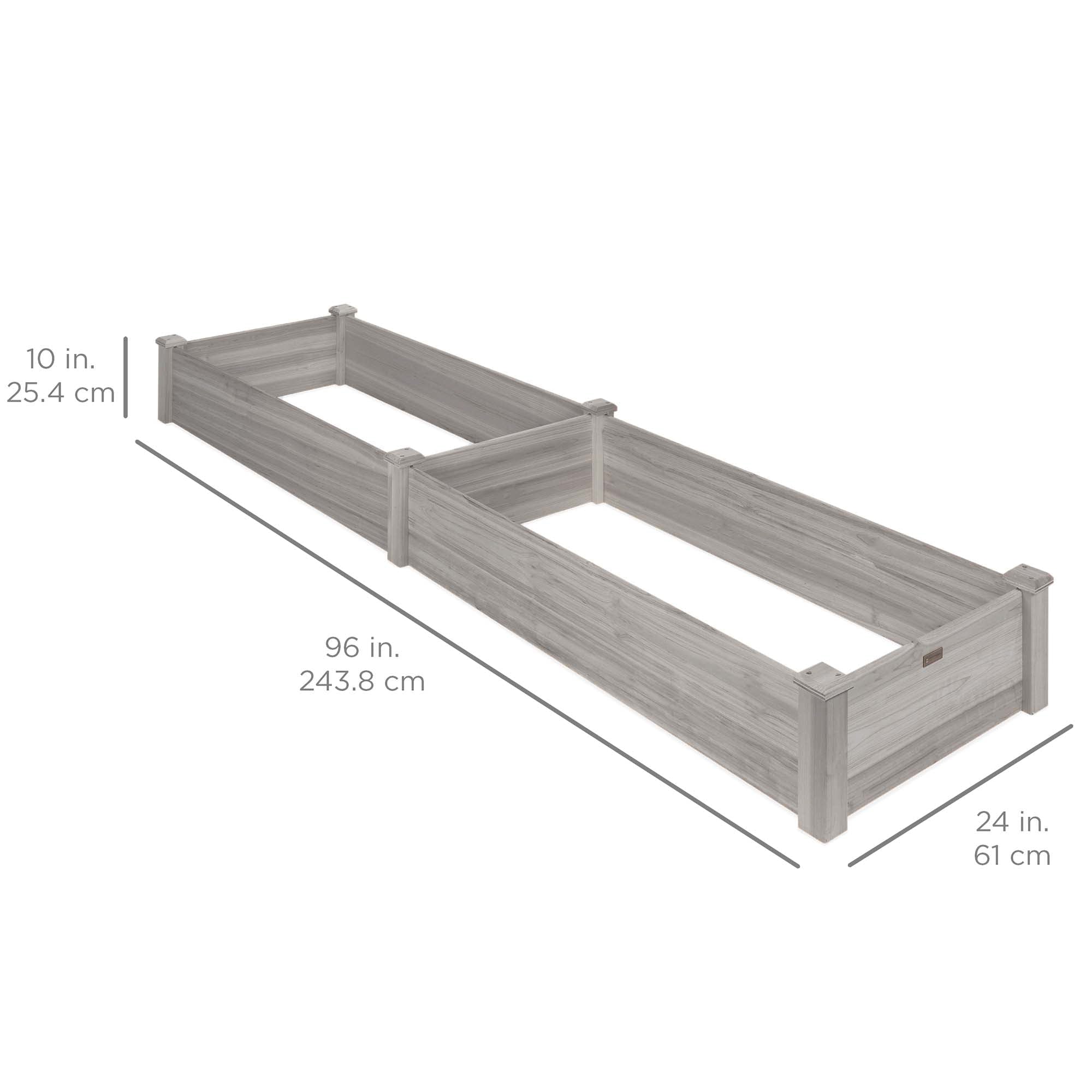 Best Choice Products 8x2ft Outdoor Wooden Raised Garden Bed Planter for Grass, Lawn, Yard - Gray