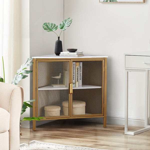 Modern Triangle Corner Side Table/End Table with 3-tier Shelf