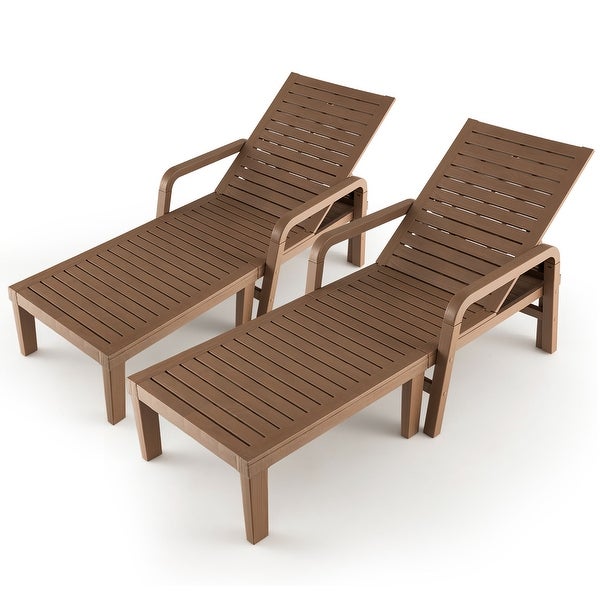 1 or 2 PCS Patio PP Chaise Lounge Chair Reclining Outdoor Adjustable