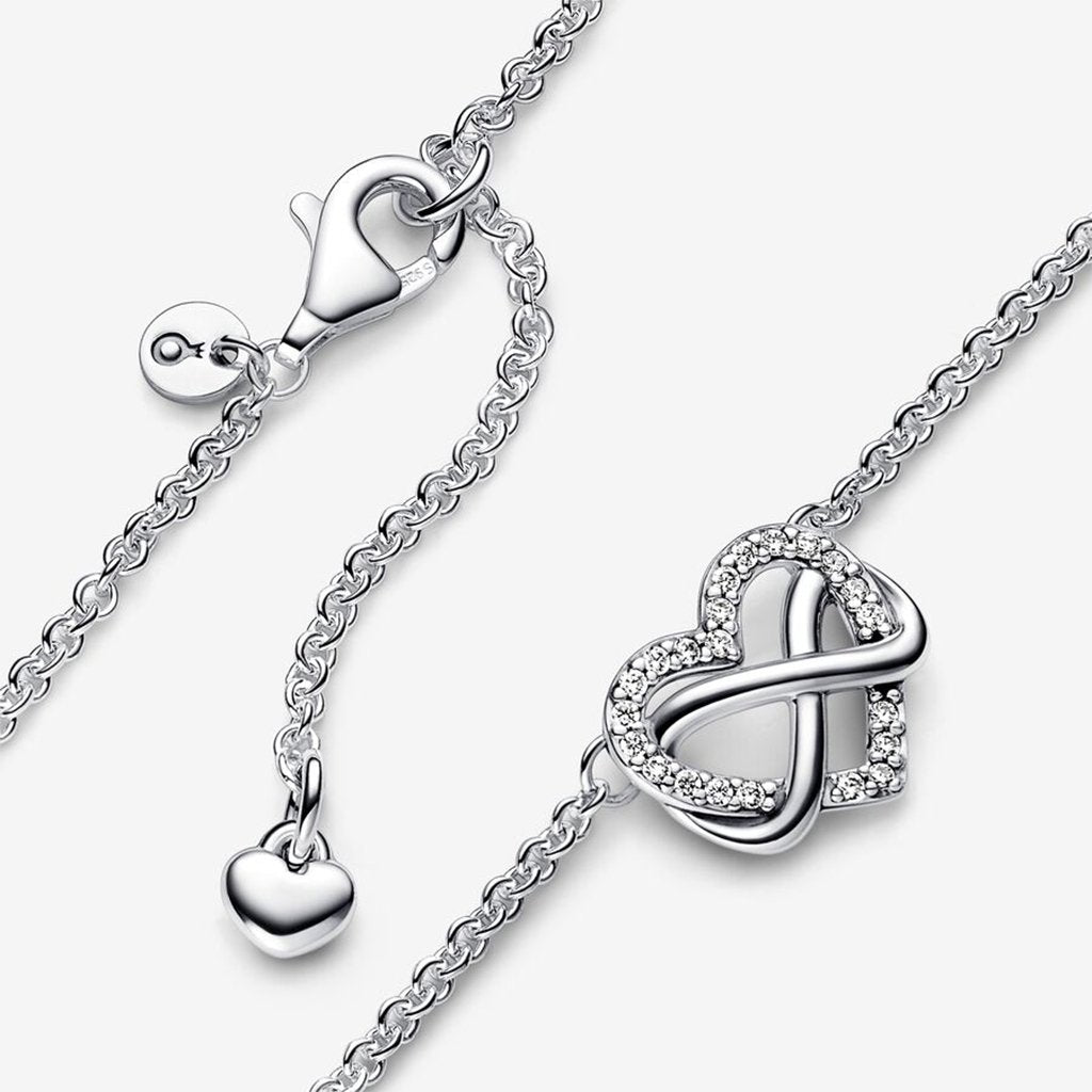 PANDORA  Sparkling Infinity Heart Collier Necklace in Sterling Silver