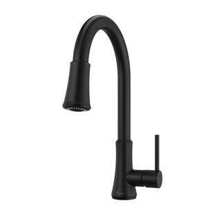 Pfister Pfirst Series Transitional Single-Handle Pull-Down Sprayer Kitchen Faucet in Matte Black G529-PF2B