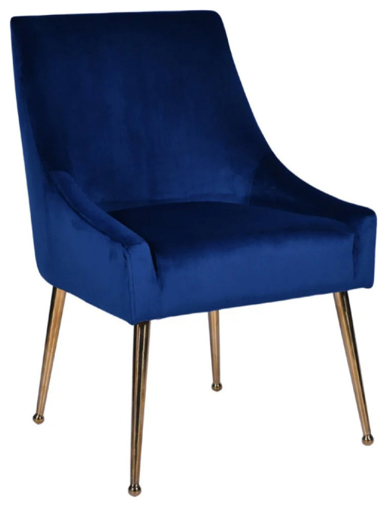 Leighton Modern Blue Velvet and Gold Dining Chair  Set of 2   Contemporary   Dining Chairs   by Virgil Stanis Design  Houzz