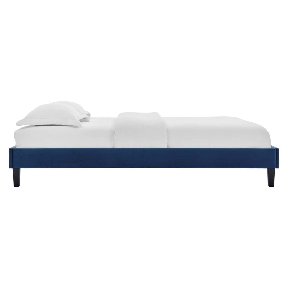 Modway Reign Performance Velvet Platform Bed Frame  Full  Navy