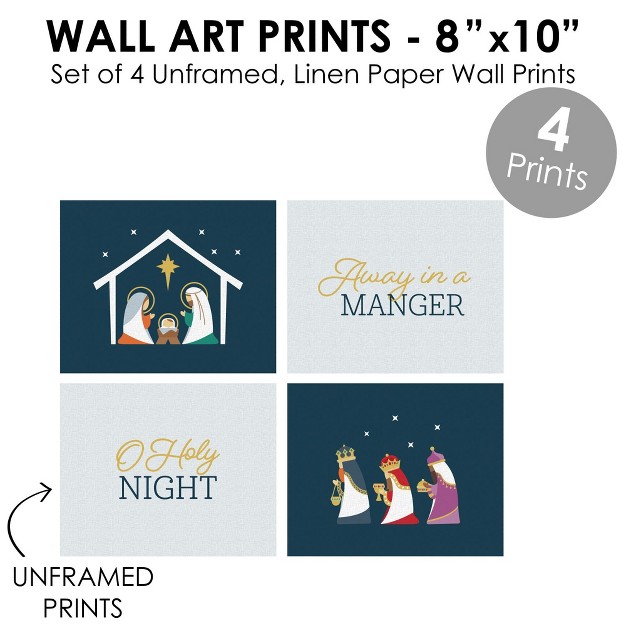 Big Dot Of Happiness Holy Nativity Unframed Manger Scene Religious Christmas Linen Paper Wall Art Set Of 4 Artisms 8 X 10 Inches