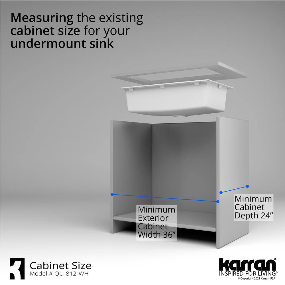 Karran QU- 812 Quartz 32.5 in. Large Single Bowl Undermount Kitchen Sink in White QU-812-WH