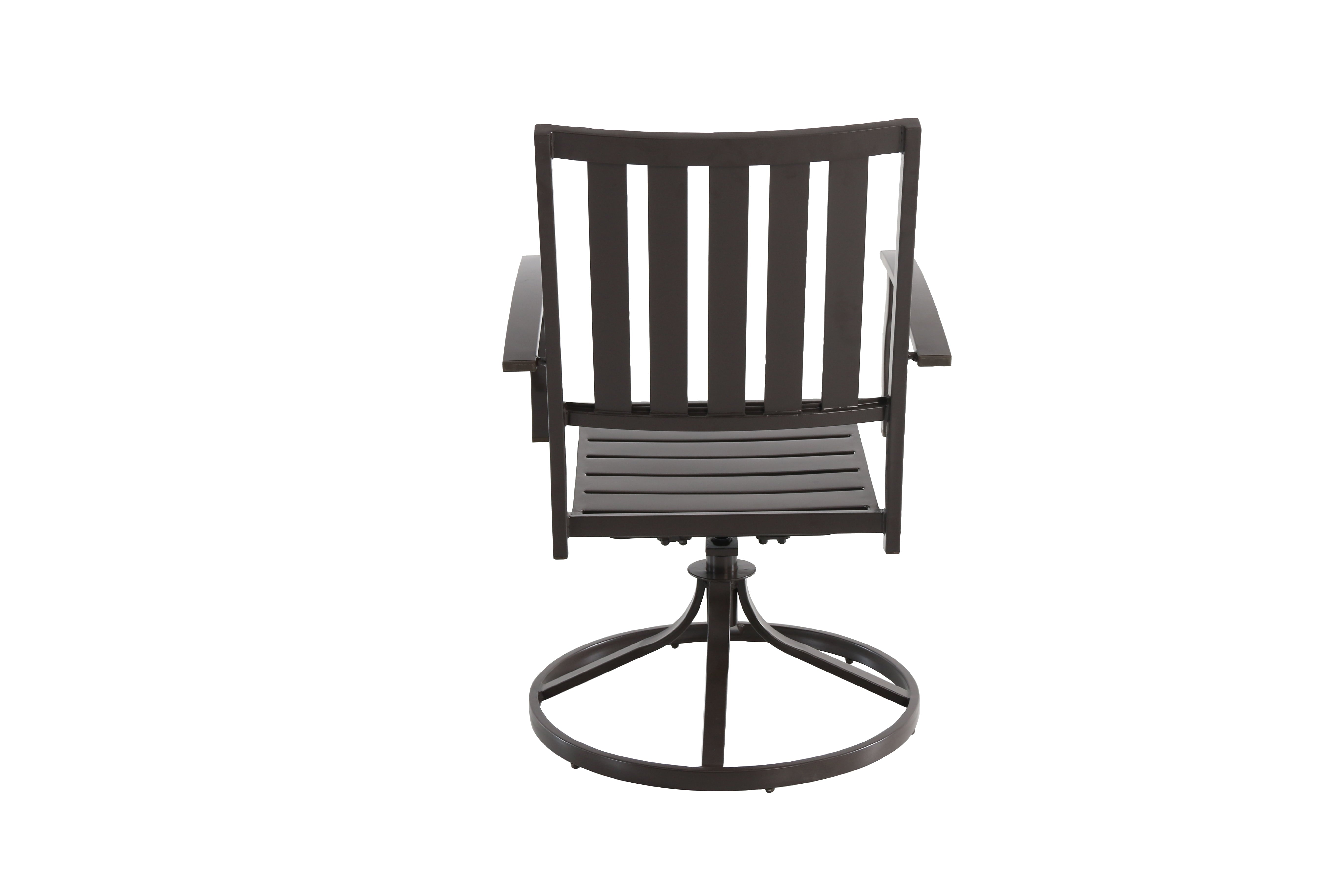 Better Homes & Gardens Camrose Farmhouse Brown Steel Outdoor Patio Swivel Chairs, Set of 2