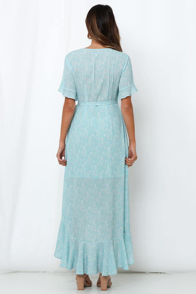 Kiss The Tulips Maxi Dress Aqua