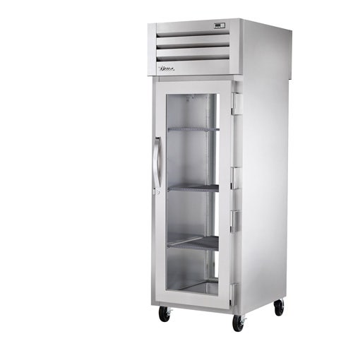 True STG1RPT-1G-1G Spec Series Pass-Thru Refrigerator - One Front Glass/One Rear Glass Door， 22 Cu. Ft.， Right Hinged