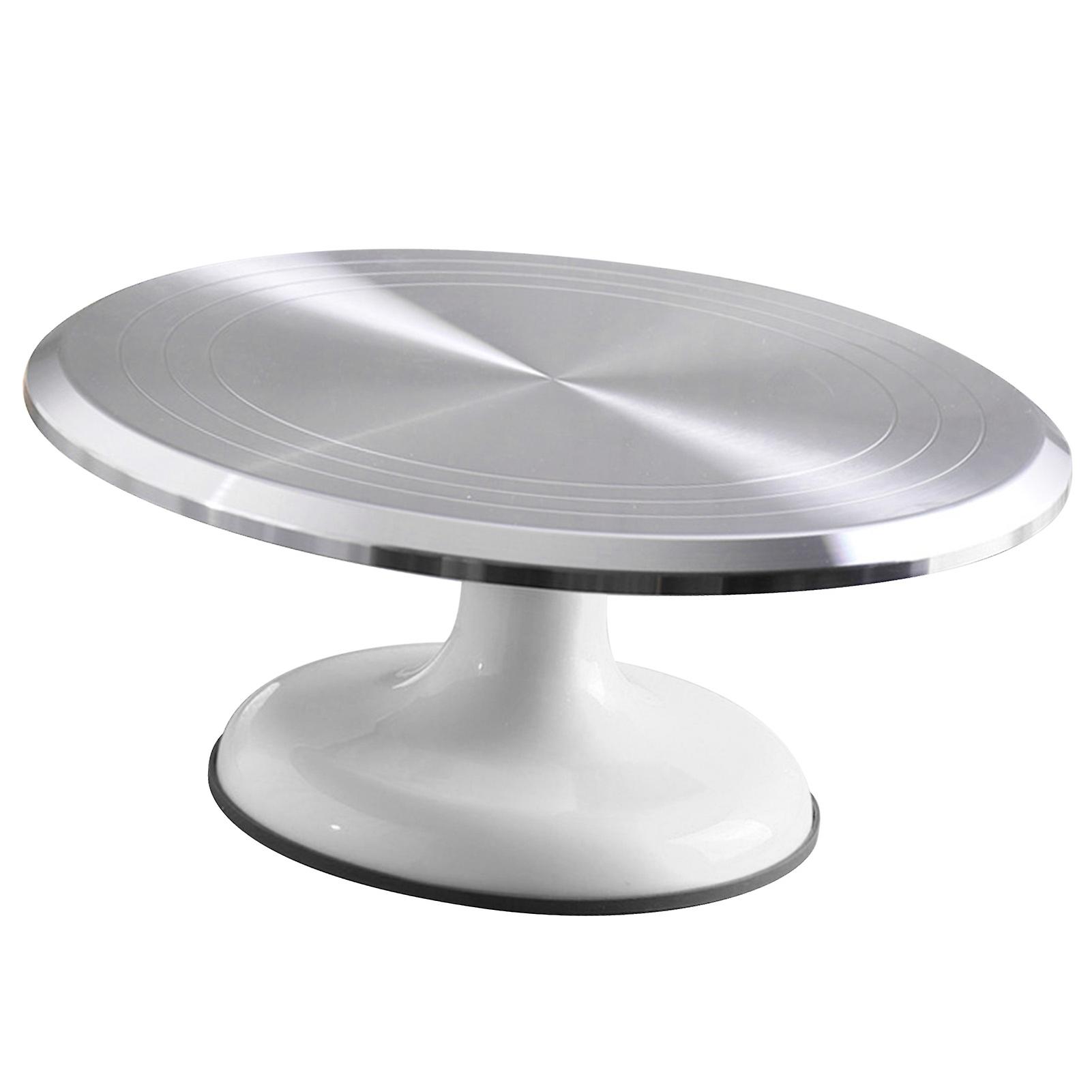 10 Inch Revolving Cake Decorating Stand Professional Aluminum Alloy Cake Turntable for Home Cake Decorating Supplies White